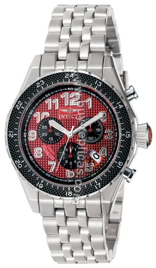 Invicta Men's Chronograph Stainless Steel Red Dial Watch 4056