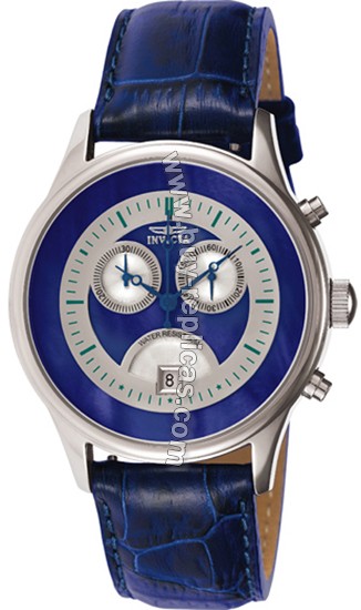 Invicta Men's Chronograph Blue Leather Blue Dial Watch 3314