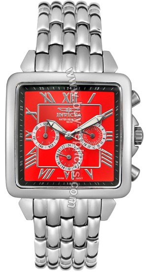 Invicta Men's Multi-Function Stainless Steel Red Dial Watch 4234