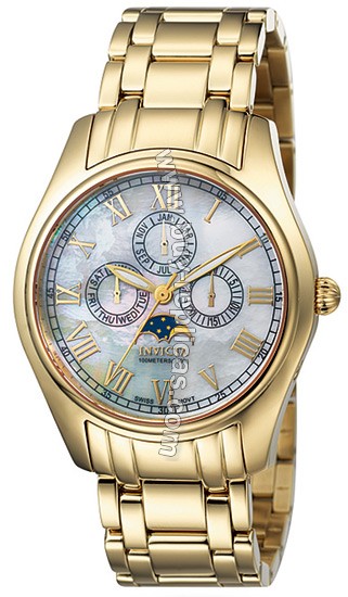 Invicta Swiss Gold Tone Multifunction Moon Phase Mens Watch 7152