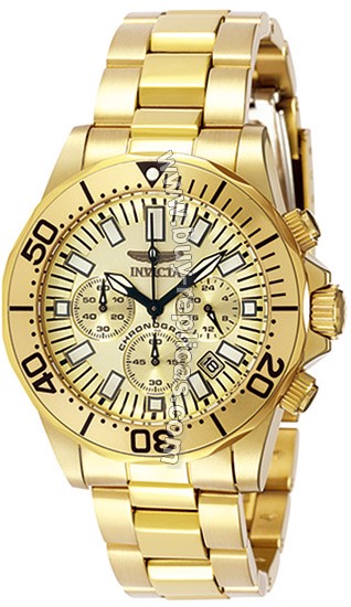 Invicta Sapphire Diver Gold Tone Stainless Steel Mens Watch 7056