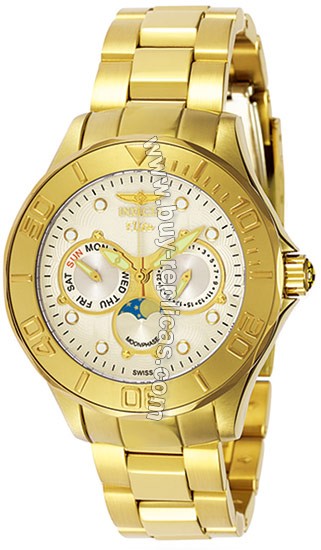 Invicta Diver Elite Moon Phase Gold Tone Mens Watch 7090