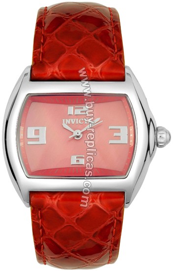 Invicta Curlo Melody Red Leather Pink MOP Dial Ladies Watch 3590