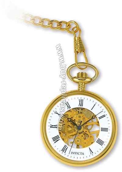 Invicta Gold Tone Skeleton Pocket Mens Watch 9499