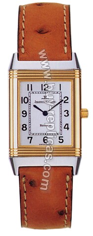 Jaeger LeCoultre Reverso Classique 18kt Yellow Gold and Steel Ostrich Strap Mens Watch 250.54.20