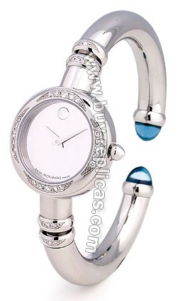 Movado Bareleto Diamond & Blue Topaz Bangle Ladies Watch 0605475