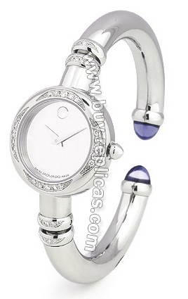 Movado Bareleto Diamond & Amythest Bangle Ladies Watch 0605474