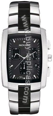 Movado Eliro Steel and Black Rubber Chronograph Mens Watch 0605773