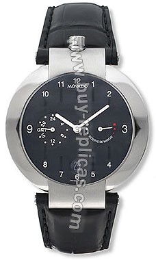 Movado Elliptica Steel Black GMT Automatic Mens Watch 0604893