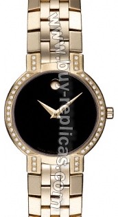 Movado Faceto Micron Gold Diamond Ladies Watch 0605147