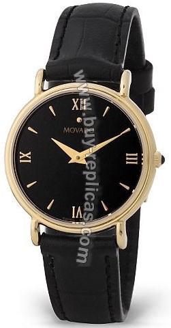 Movado Gentry Gold-tone Steel Black Ladies Watch 0601712