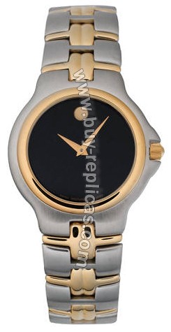 Movado Olympian Two-tone Steel Black Mens Watch 0601925