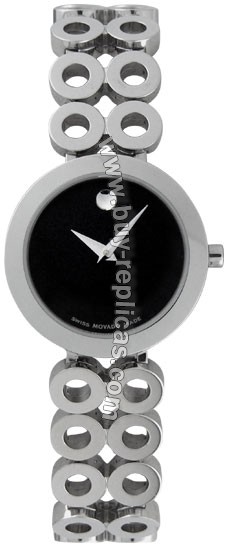 Movado Ono Due Steel Black Ladies Watch 0605776