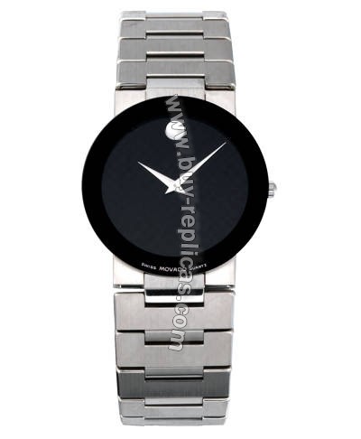 Movado Safiro Mens Stainless Steel Black Dial 0604008