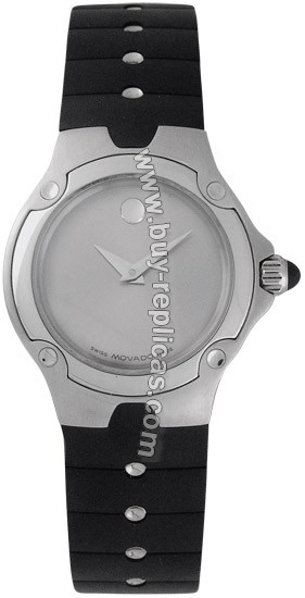 Movado Sports Edition Steel Black Rubber Ladies Watch 0604821