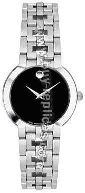 Movado Estimo Steel Black Ladies Watch 0604885