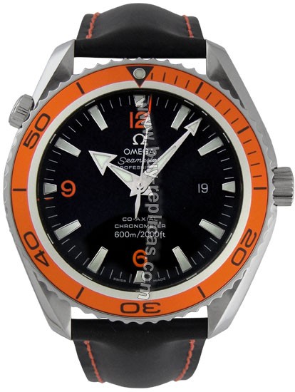 Omega Seamaster Planet Ocean Steel Black and Orange XL Mens Watch 2908.50.82