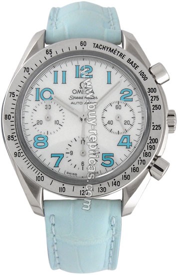 Omega Speedmaster Reduced Chronograph Light Blue Ladies Watch 3834.71.33