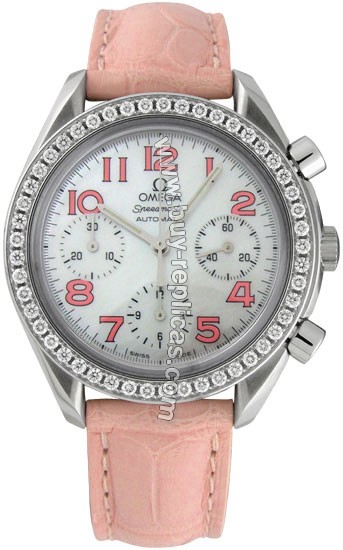 Omega Speedmaster Reduced Diamond Steel Pink Ladies Watch 3835.74.34