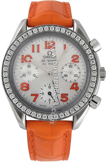 Omega Speedmaster Reduced Diamond Steel Orange Ladies Watch 3835.78.38