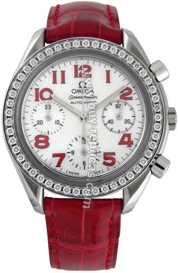 Omega Speedmaster Reduced Diamond Steel Red Ladies Watch 3835.79.40