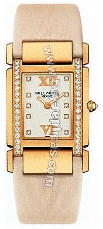 Patek Philippe Twenty~4 18kt Rose Gold Vanilla Strap Diamond Ladies Watch 4920R