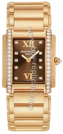 Patek Philippe Twenty~4 18kt Rose Gold Diamond Chocolate Dial Ladies Watch 4908-11R