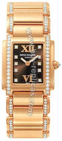 Patek Philippe Twenty~4 18kt Rose Gold Diamond Chocolate Dial Ladies Watch 4908-30R