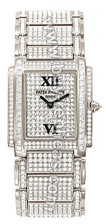 Patek Twenty~4 White Gold w- Diamonds Ladies Watch 4910-51G