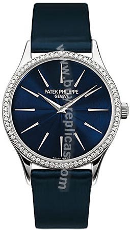 Patek Philippe Calatrava 18kt White Gold Diamond Night-blue Ladies Watch 4896G