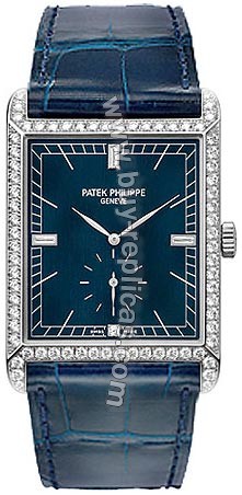 Patek Philippe Gondolo 18kt White Gold Diamond Blue Mens Watch 5112G