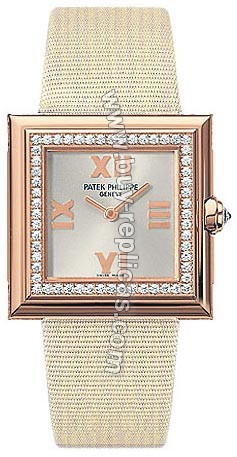 Patek Philppe Gondolo 18kt Rose Gold Vanilla Strap Diamond Ladies Watch 4868R