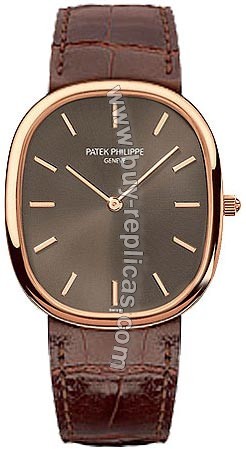 Patek Philippe Golden Ellipse 18kt Rose Gold Chocolate Mens Watch 3738-100R