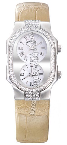 Philip Stein Teslar Small Double Diamonds Sand Alligator Watch 1DD-G-CMOP-AS