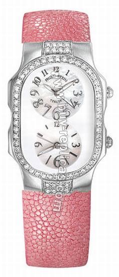 Philip Stein Teslar Small Double Diamonds Pink Galuchat Watch 1DD-F-FSMOP-GP