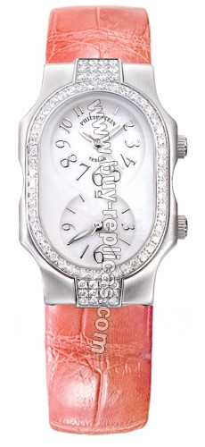 Philip Stein Teslar Small Double Diamonds Rose Alligator Watch 1DD-F-FSMOP-ARO