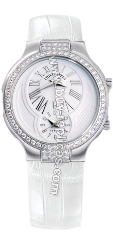 Philip Stein Teslar White Alligator Small Double Diamond Round Watch 6DD-MW-AW