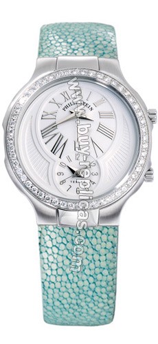 Philip Stein Teslar Turquoise Galuchat Small Diamond Round Watch 6D-MW-GT