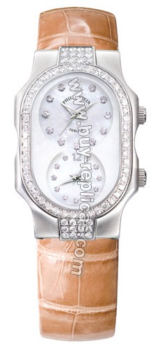 Philip Stein Teslar Small Double Diamonds Almond Alligator Watch 1DD-F-DMOP-AA