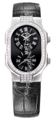 Philip Stein Teslar Small Double Diamonds Black Alligator Watch 1DD-B-CB-AB