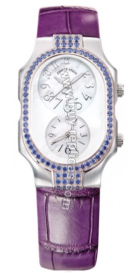 Philip Stein Teslar Purple Alligator Large Blue Sapphires Watch 2SB-F-FSMOP-APR