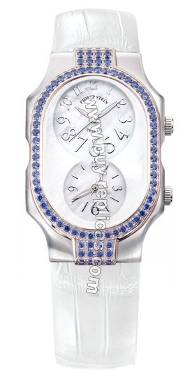 Philip Stein Teslar White Alligator Large Blue Sapphires Watch 2SB-F-FSMOP-AW