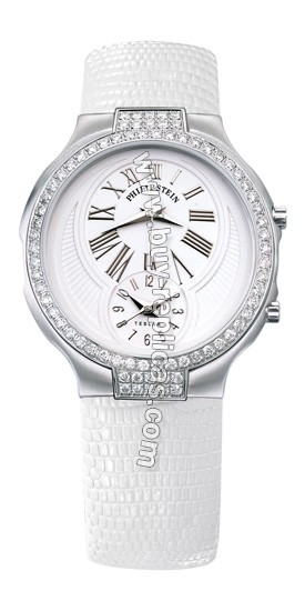 Philip Stein White Alligator Large Double Diamond Round Watch 7DD-MW-AW