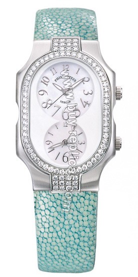 Philip Stein Teslar Large Case Double Diamond Turquoise Galuchat Watch 2DD-F-FSMOP-GT