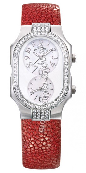 Philip Stein Teslar Large Double Diamonds Red Galuchat Watch 2DD-F-FSMOP-GR