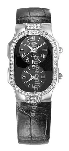 Philip Stein Teslar Large Double Diamonds Black Alligator Watch 2DD-B-CB-AB