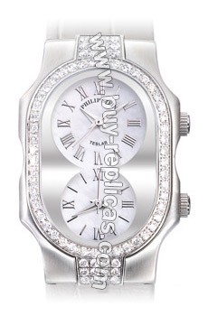 Philip Stein Teslar Small Double Diamonds Mother of Pearl Watch 1DD-G-CMOP-NS