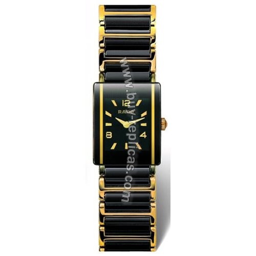 Rado Integral 18kt Yellow Gold Black Ceramic Mini Ladies Watch R20383192