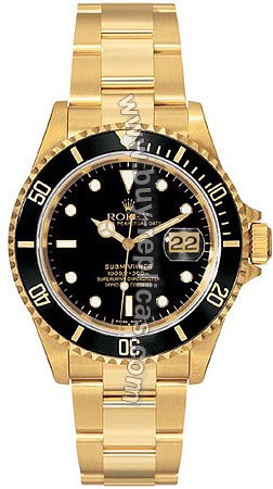 Rolex Oyster Perpetual Submariner Date 18kt Gold Mens Watch 16618B