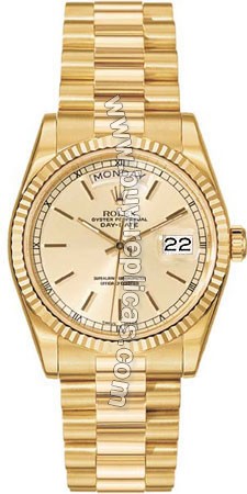 Rolex Oyster Perpetual Day-Date 18kt Yellow Gold Mens Watch 118238